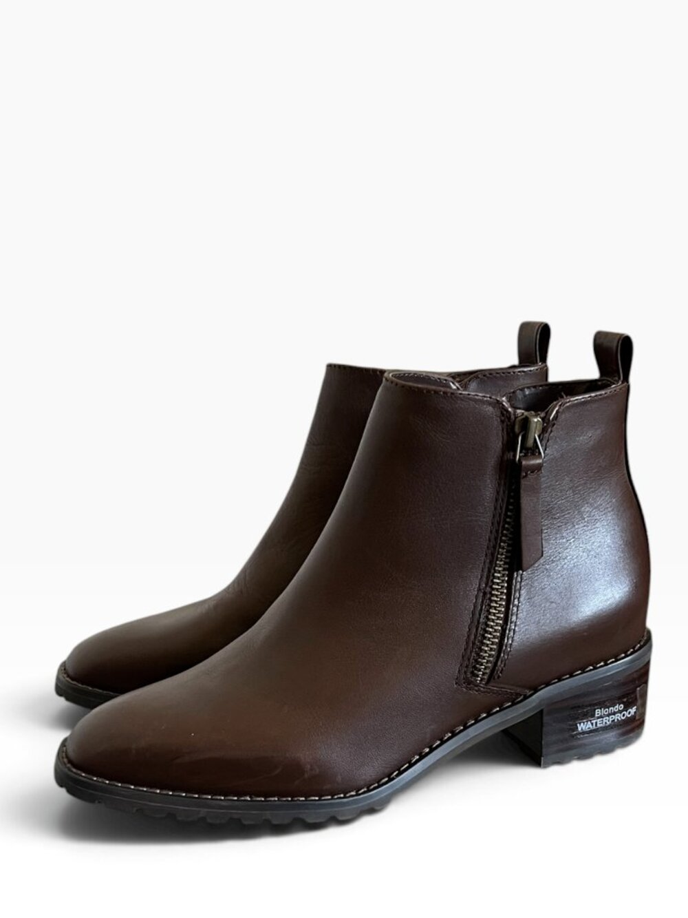 Blondo NEW Samara Leather Waterproof Ankle Boots In Brown Size 7.5